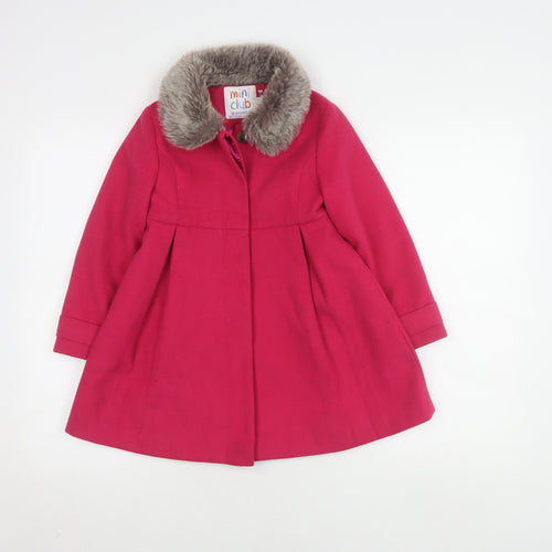 Mini Club Girls Pink Faux Fur Trim Coat 5-6 Years