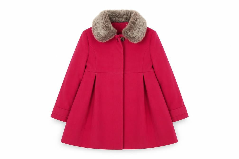 Mini Club Girls Pink Faux Fur Trim Coat 5-6 Years