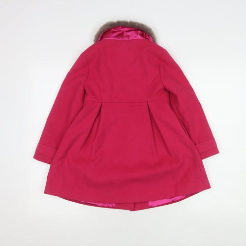 Mini Club Girls Pink Faux Fur Trim Coat 5-6 Years