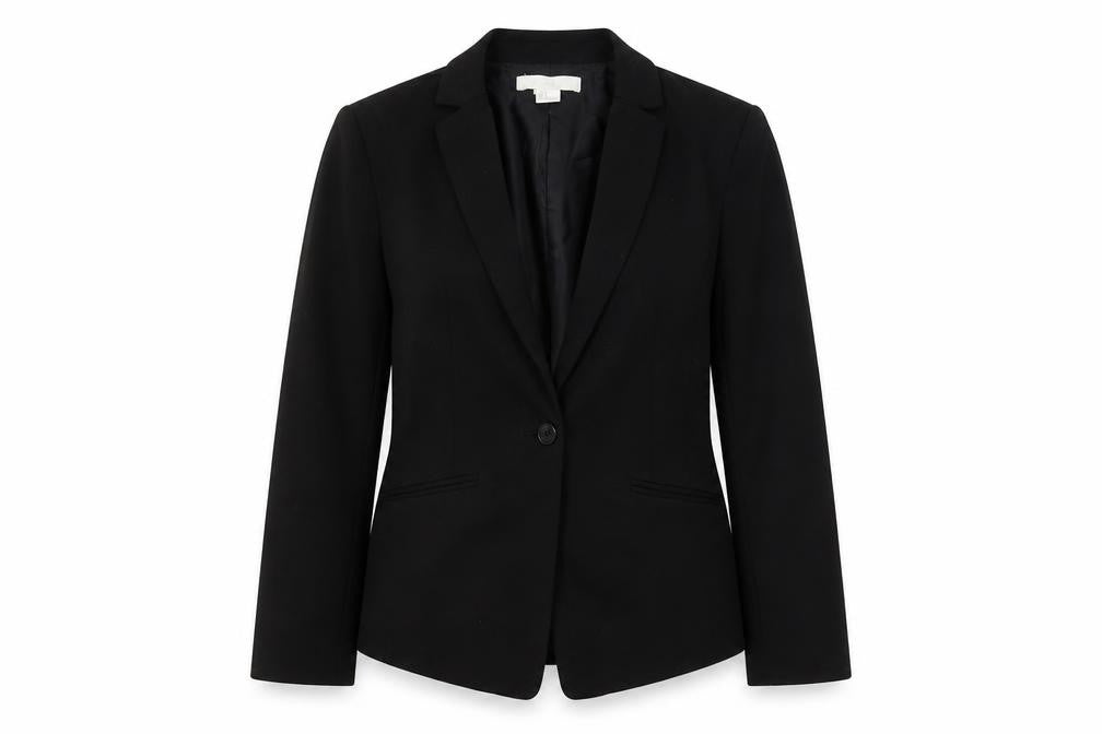 Front view of H&M Women's Black Blazer, size 2, Elegant Fit
