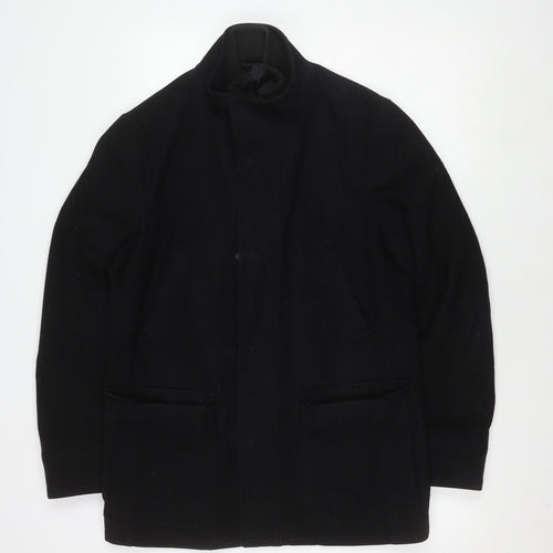 Austin Reed Men's Black Wool Overcoat Size S