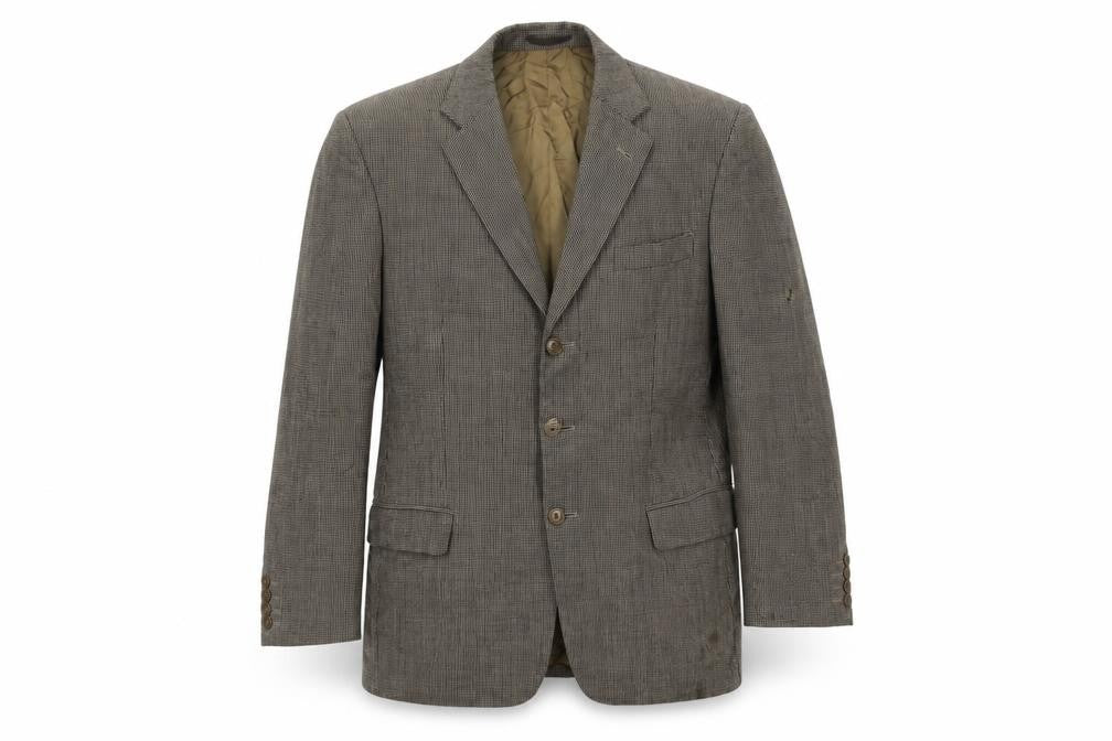 Front view of Savoy Taylors Guild Men's Brown Check Blazer, size 38L