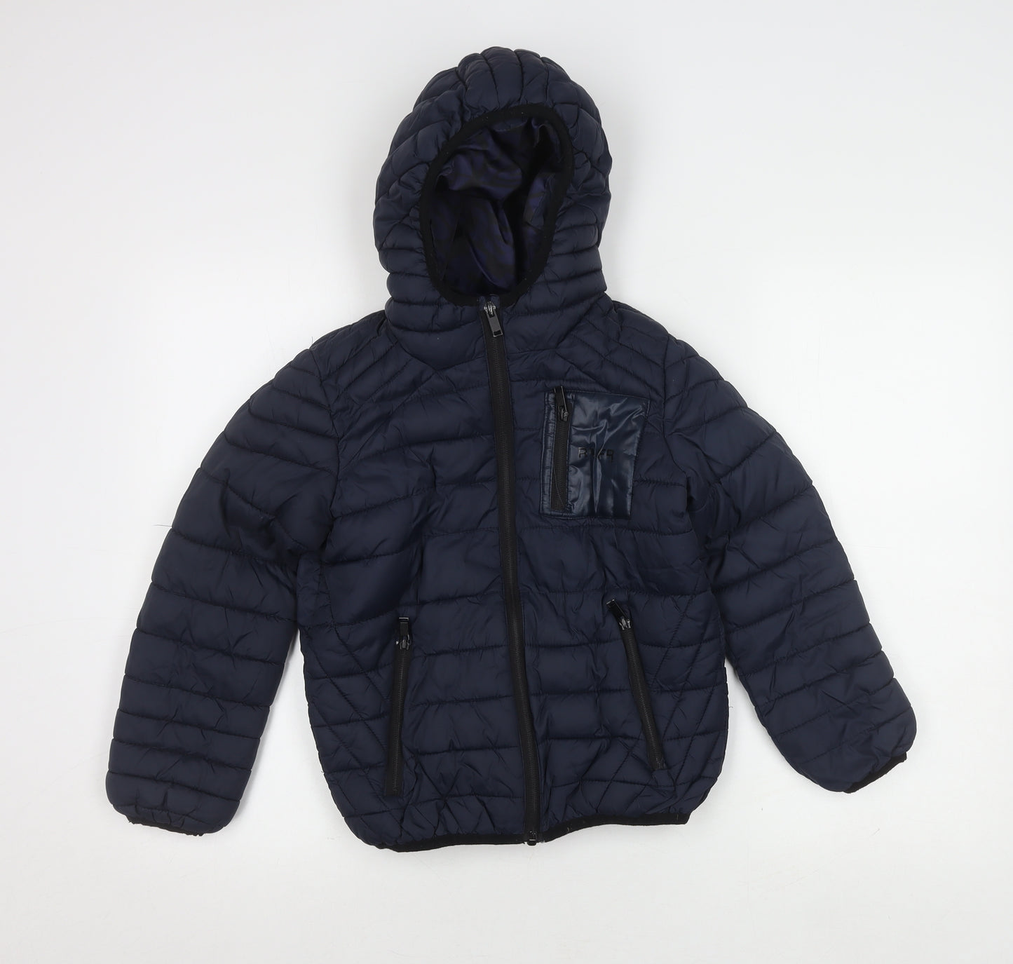River Island Boys Blue Hooded Puffer Jacket, 9 Years