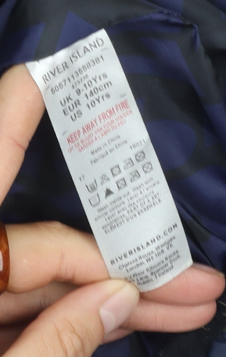 River Island Boys Blue Hooded Puffer Jacket, 9 Years