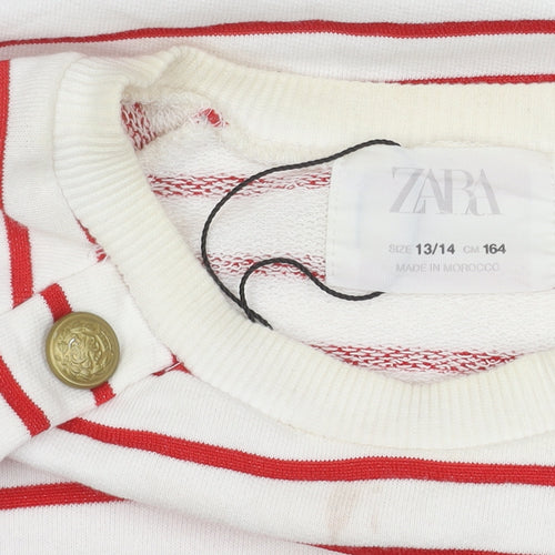 Zara Girls Red Striped Jumper, 13/14 Yrs, Lightweight Knit