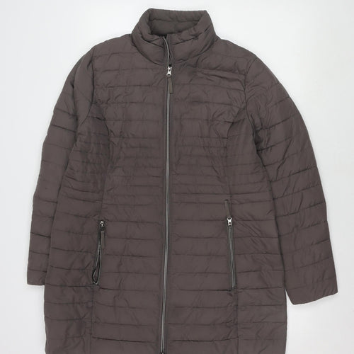 C&A Women's Grey Puffer Jacket Size 16 - Lightweight Zip