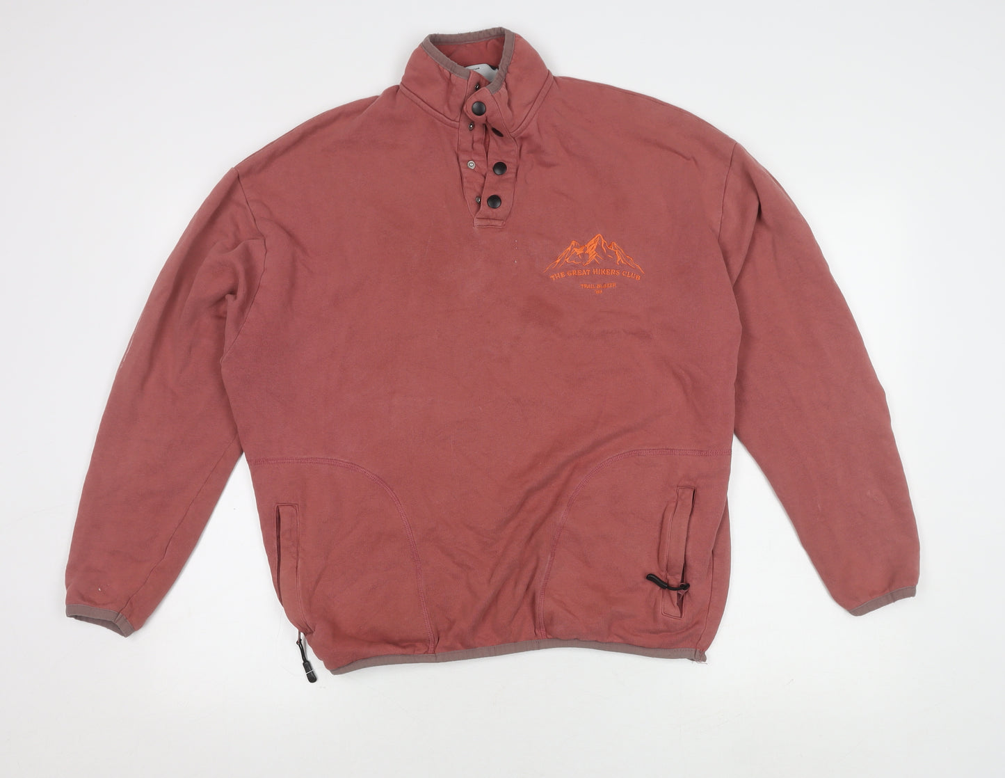 ASOS Design Red Henley Sweatshirt M Unisex