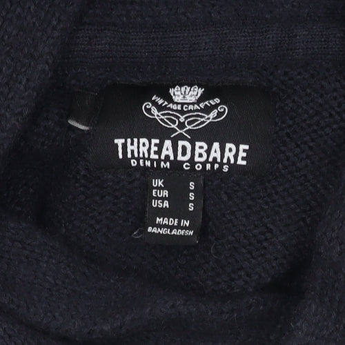Threadbare Men's Black S Cable-Knit Jumper