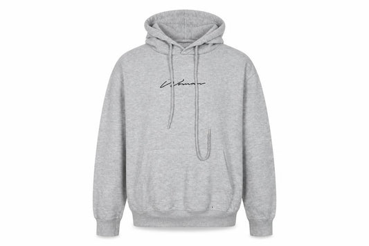 Front view of Boohoo Women's Grey Pullover Hoodie, size 10, Casual Knit