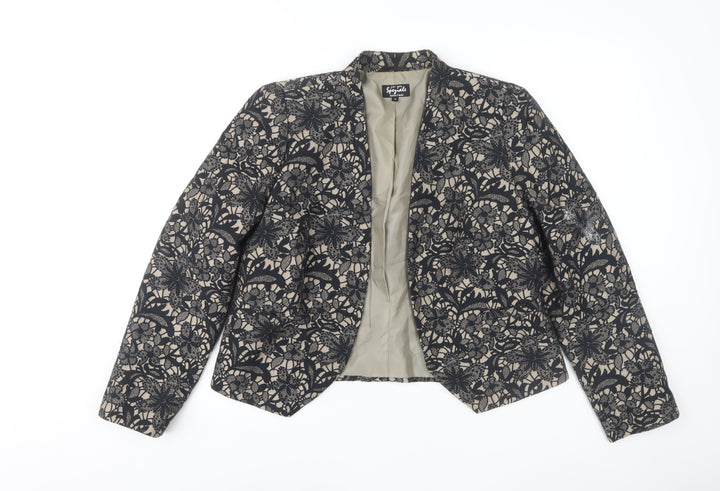 Per Una Women's Black Floral Blazer Jacket Size 16