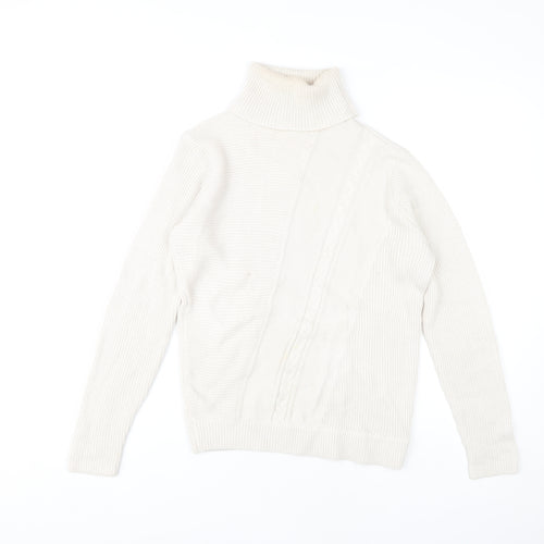 Therapy Women's White Cable-Knit Roll Neck Jumper S