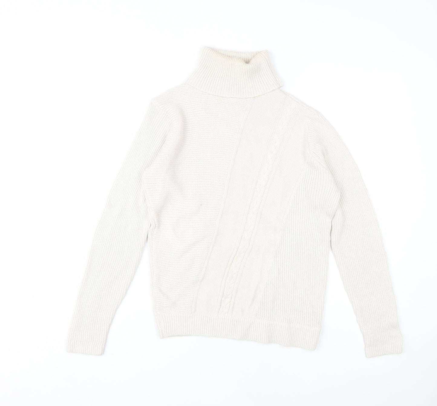 Therapy Women's White Cable-Knit Roll Neck Jumper S
