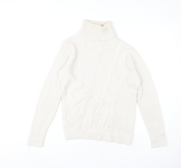 Therapy Women's White Cable-Knit Roll Neck Jumper S