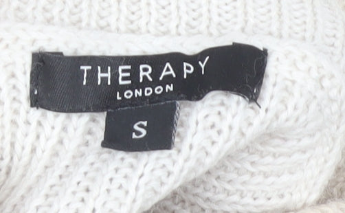 Therapy Women's White Cable-Knit Roll Neck Jumper S