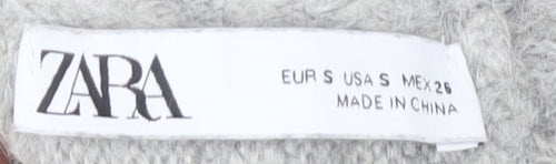 Zara Women Grey Jumper, Size S, Embroidered Accent