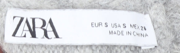 Zara Women Grey Jumper, Size S, Embroidered Accent