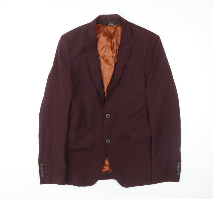 Zara Man Men's Red Blazer Jacket, Size 38, Stylish