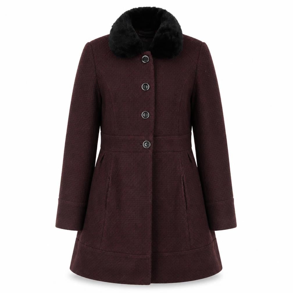 Front view of Dorothy Perkins Women's Wool Coat Brown, size 14
