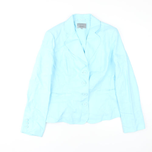 Marks and Spencer Women's Blue Linen Blazer Size 10 Casual
