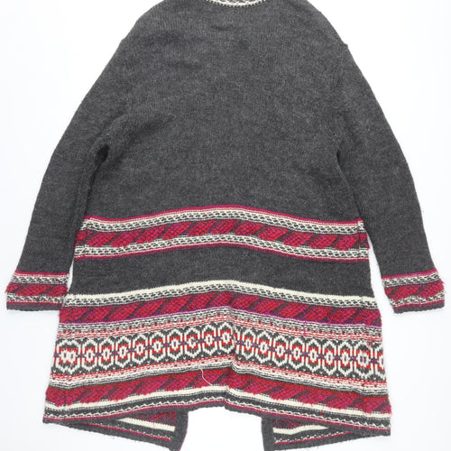Monsoon Women's Grey Open Front Cardigan XL Fair Isle Knit