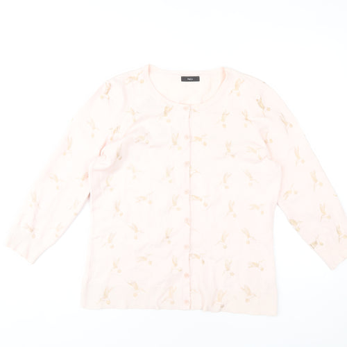 M&Co Women's Pink Cardigan Size 14 Animal Print