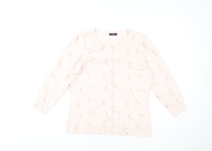 M&Co Women's Pink Cardigan Size 14 Animal Print