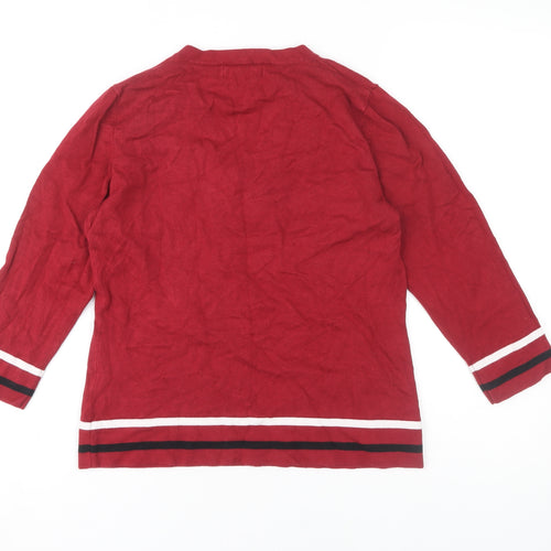Autonomy Women's Red V-Neck Pullover Jumper Size 14