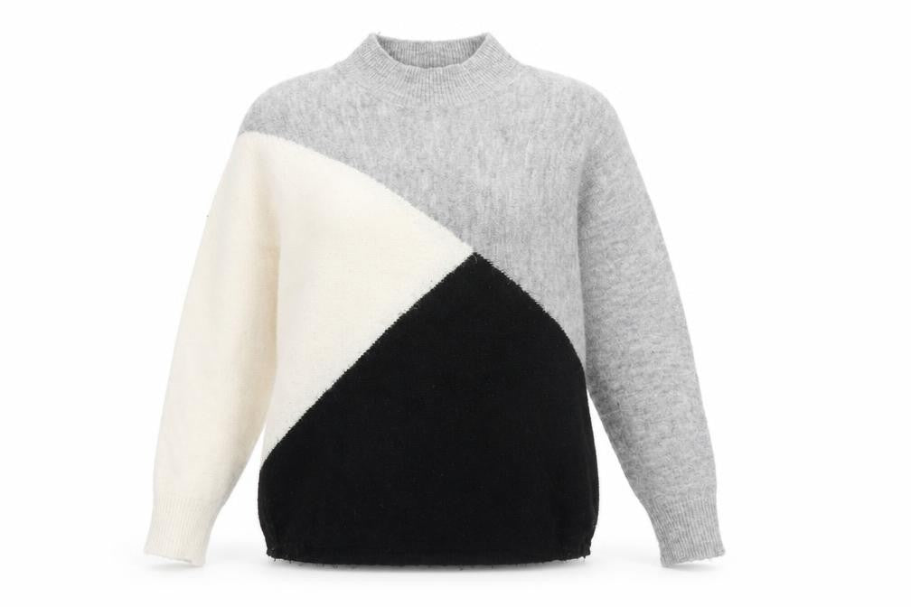Front view of Dorothy Perkins Women's Grey Black Ivory Jumper, size 12