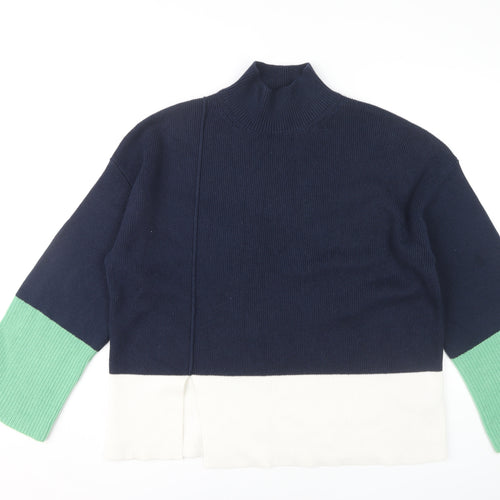 Marks and Spencer Women's Blue High Neck Pullover, Size L