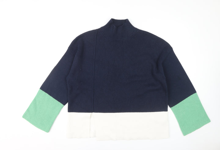 Marks and Spencer Women's Blue High Neck Pullover, Size L