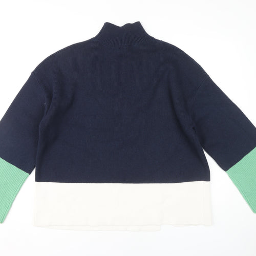 Marks and Spencer Women's Blue High Neck Pullover, Size L