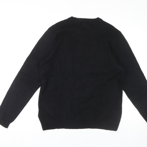 H&M Unisex Black Wool Blend Animal Print Jumper Size 12