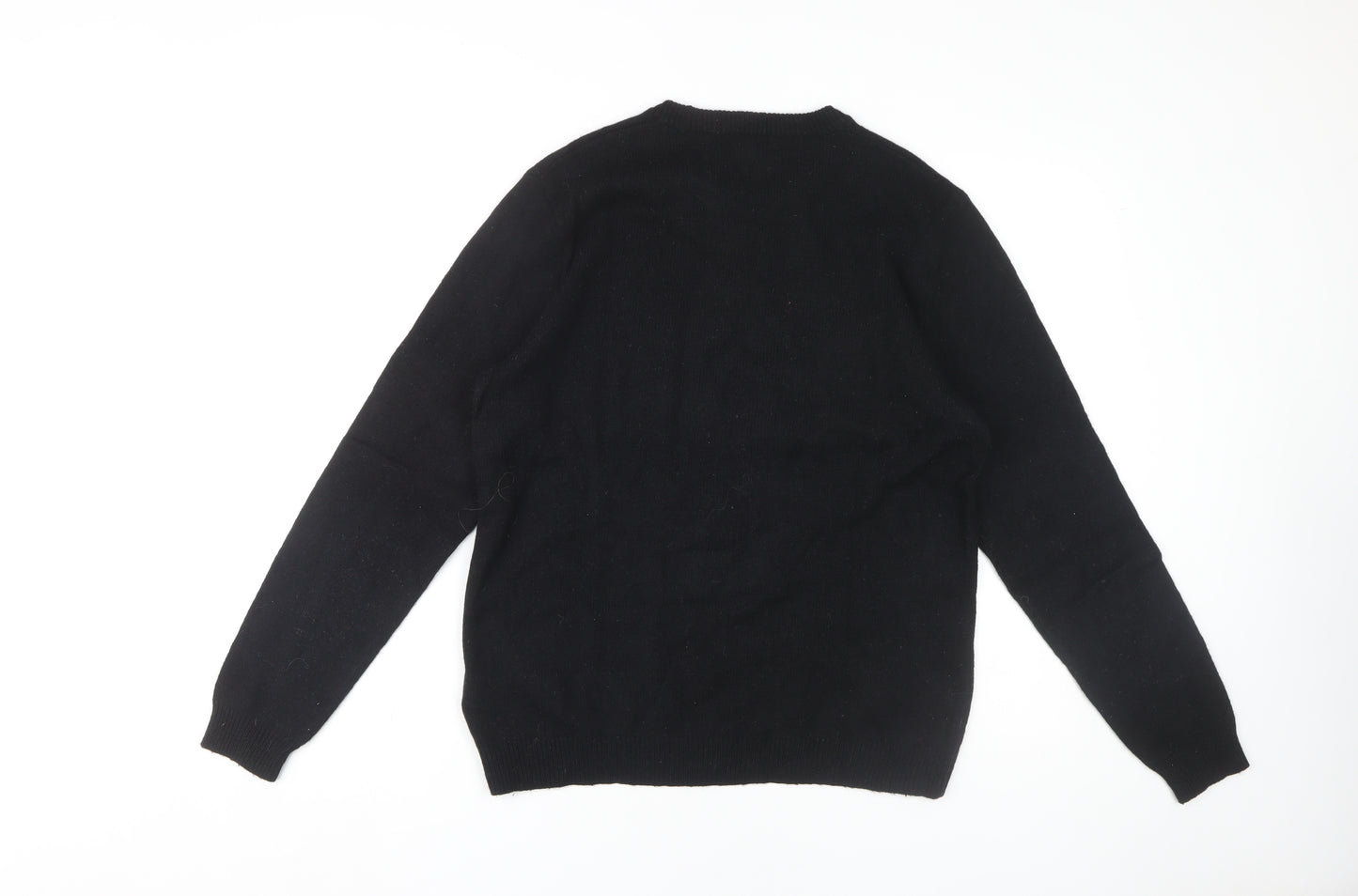H&M Unisex Black Wool Blend Animal Print Jumper Size 12