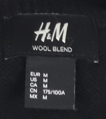 H&M Unisex Black Wool Blend Animal Print Jumper Size 12