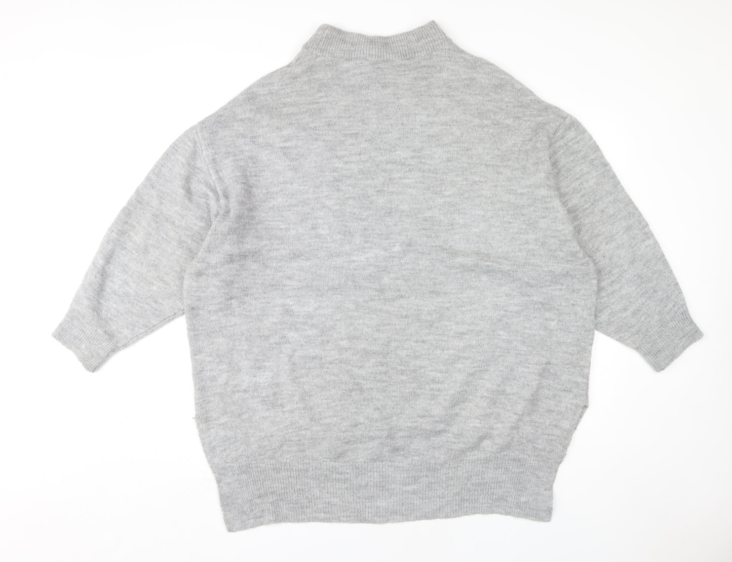 MNG Women's Grey High Neck Jumper, Size 10, Relaxed Fit