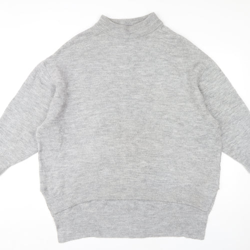 MNG Women's Grey High Neck Jumper, Size 10, Relaxed Fit