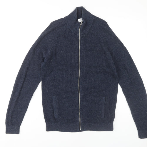 Next Men's Blue Full Zip Cotton Jumper, Small