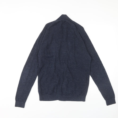 Next Men's Blue Full Zip Cotton Jumper, Small