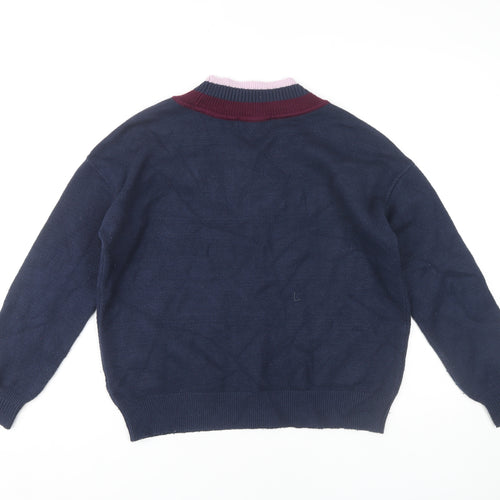 Marks and Spencer Women's Blue V-Neck Jumper M