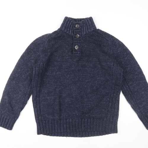 Tom Hagan Men's Blue Henley Jumper, L, Acrylic Blend