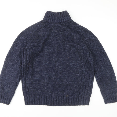 Tom Hagan Men's Blue Henley Jumper, L, Acrylic Blend