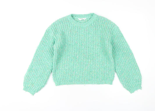 Marks and Spencer Girls Green Knit Pullover Jumper 11-12 Years