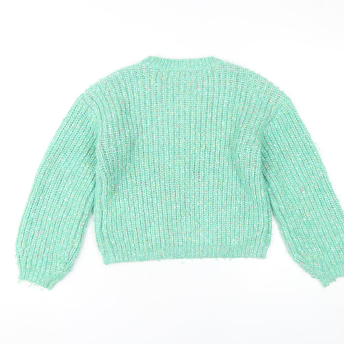 Marks and Spencer Girls Green Knit Pullover Jumper 11-12 Years