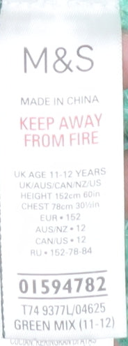 Marks and Spencer Girls Green Knit Pullover Jumper 11-12 Years