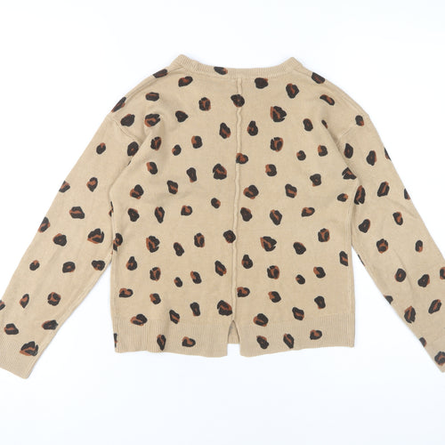 Next Girls Beige Animal Print Pullover Jumper Size 8 Years