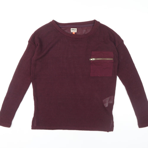 ONLY Womens Purple Crew Neck Jumper Size S