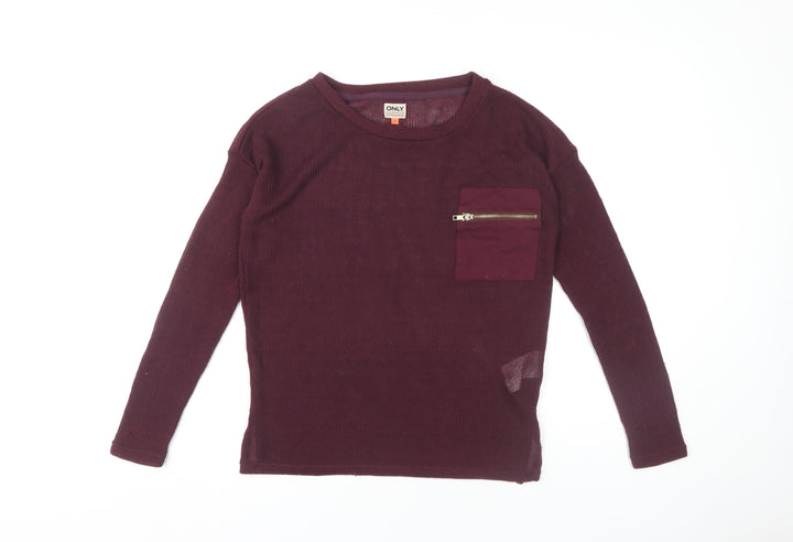 ONLY Womens Purple Crew Neck Jumper Size S