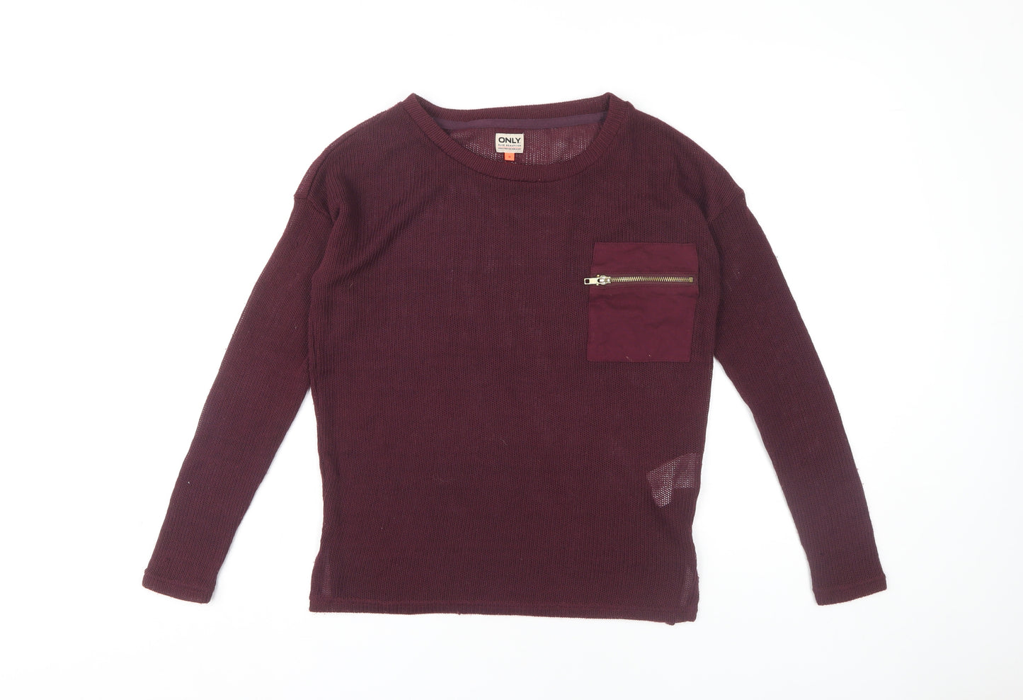 ONLY Womens Purple Crew Neck Jumper Size S