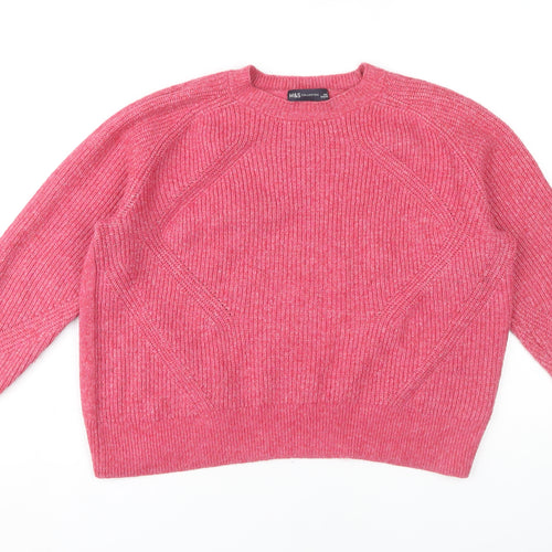 Marks and Spencer Women's Pink Crew Neck Jumper, Large