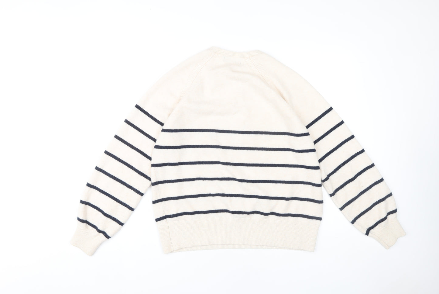 Marks and Spencer Women's Ivory Striped Henley Jumper M
